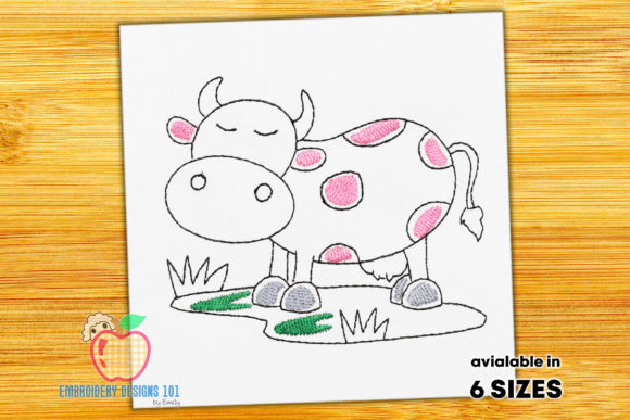 Cartoon Cow Standing on Grass