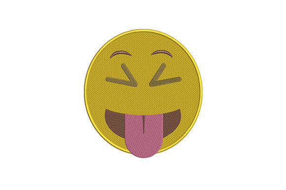 Face with Tongue Emoji Embroidery