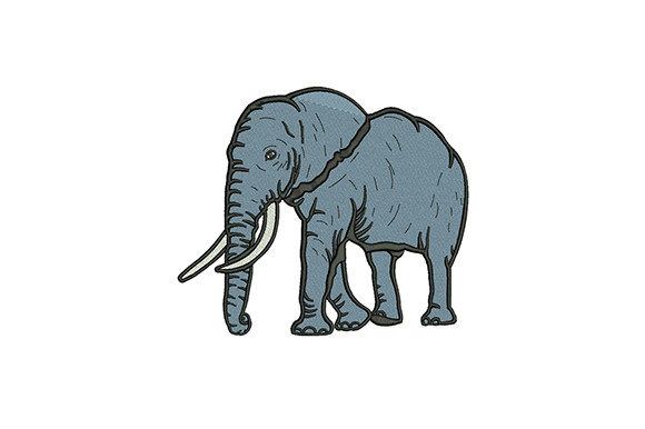 Grey Elephant Embroidery Design