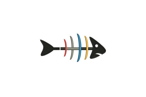 Skeleton Fish Embroidery Design