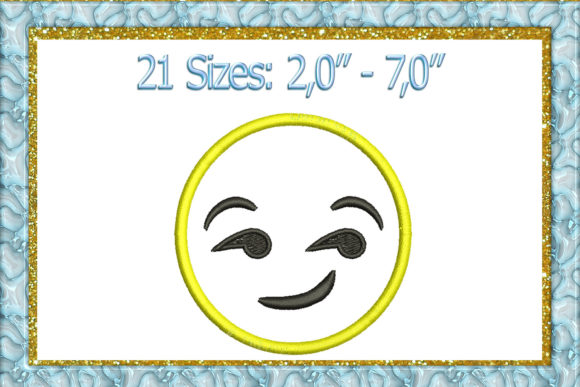 Smirk Emoji Embroidery Design